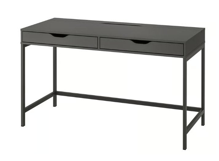Grijze bureau - 132x58 cm, Ophalen, Kabelgoot, Gebruikt, IKEA
