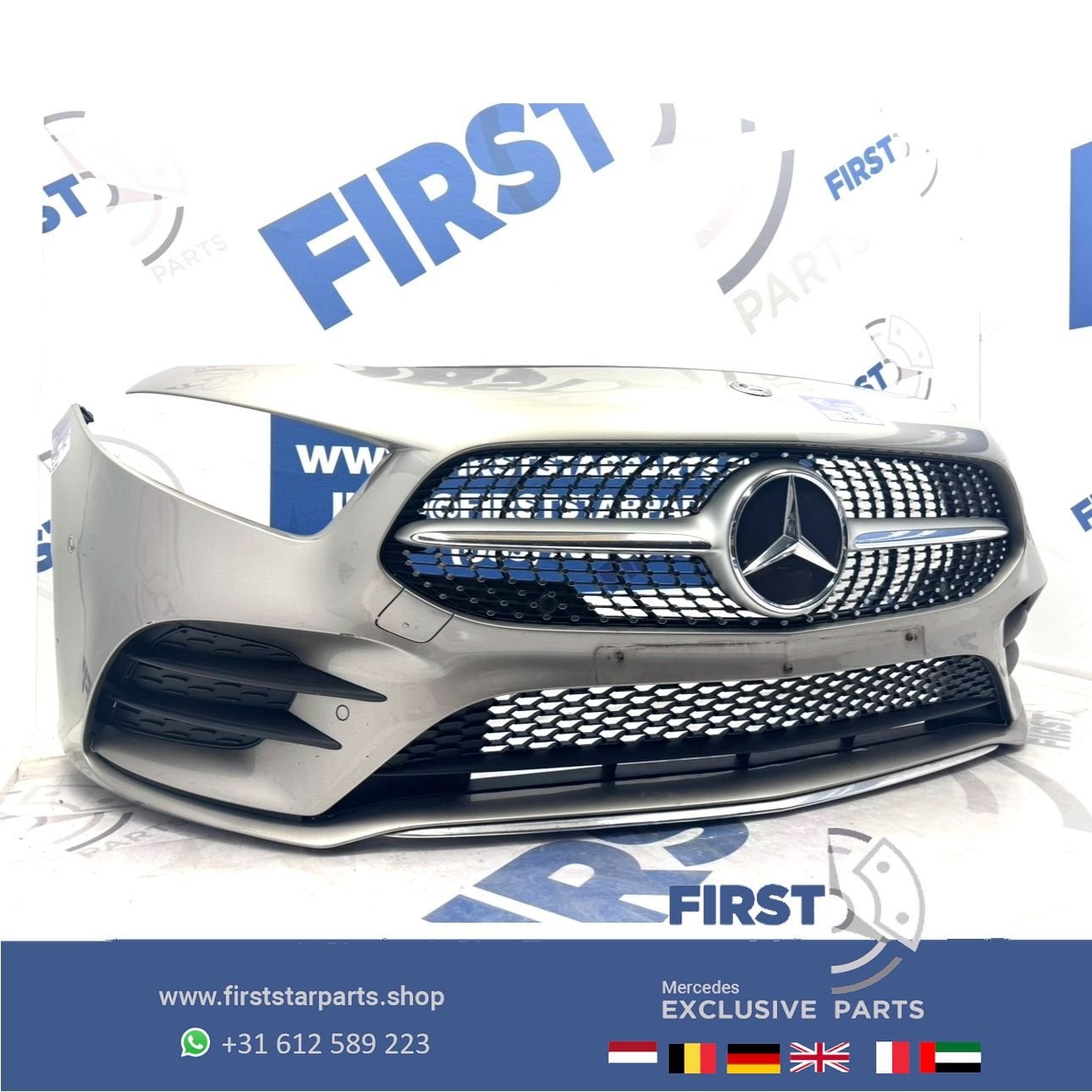 W177 BUMPER AMG LINE VOORBUMPER A KLASSE 2022 35 ZWART WIT G, Gebruikt, -, Voor, Ophalen of Verzenden