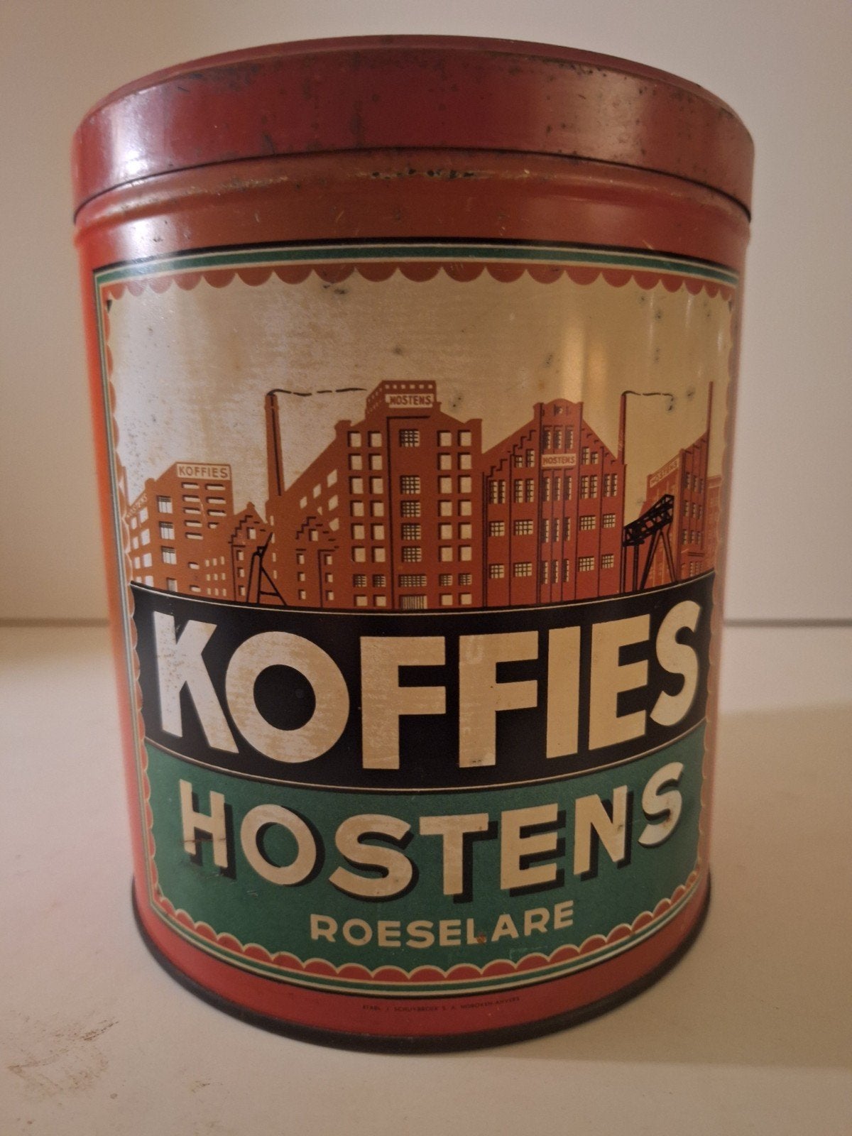 oud koffieblik koffies Hostens Roeselare 18cm, Verzamelen, Ophalen of Verzenden