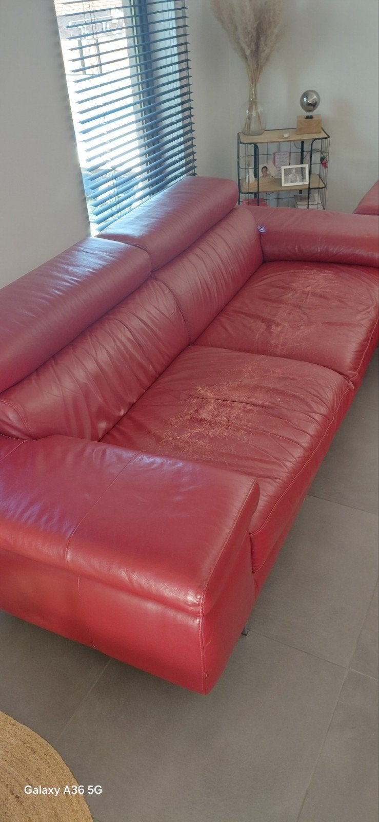 Lederen 3zit zetel van Natuzzi (Editions), Huis en Inrichting, Ophalen, Gebruikt, Overige maten, Rood