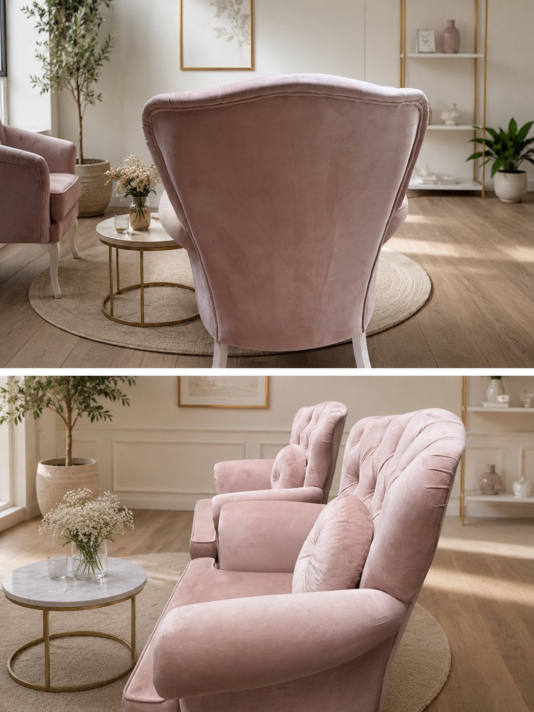 Roze fauteuils te koop, Maison & Meubles, Enlèvement, Comme neuf, Tissus, 50 à 75 cm