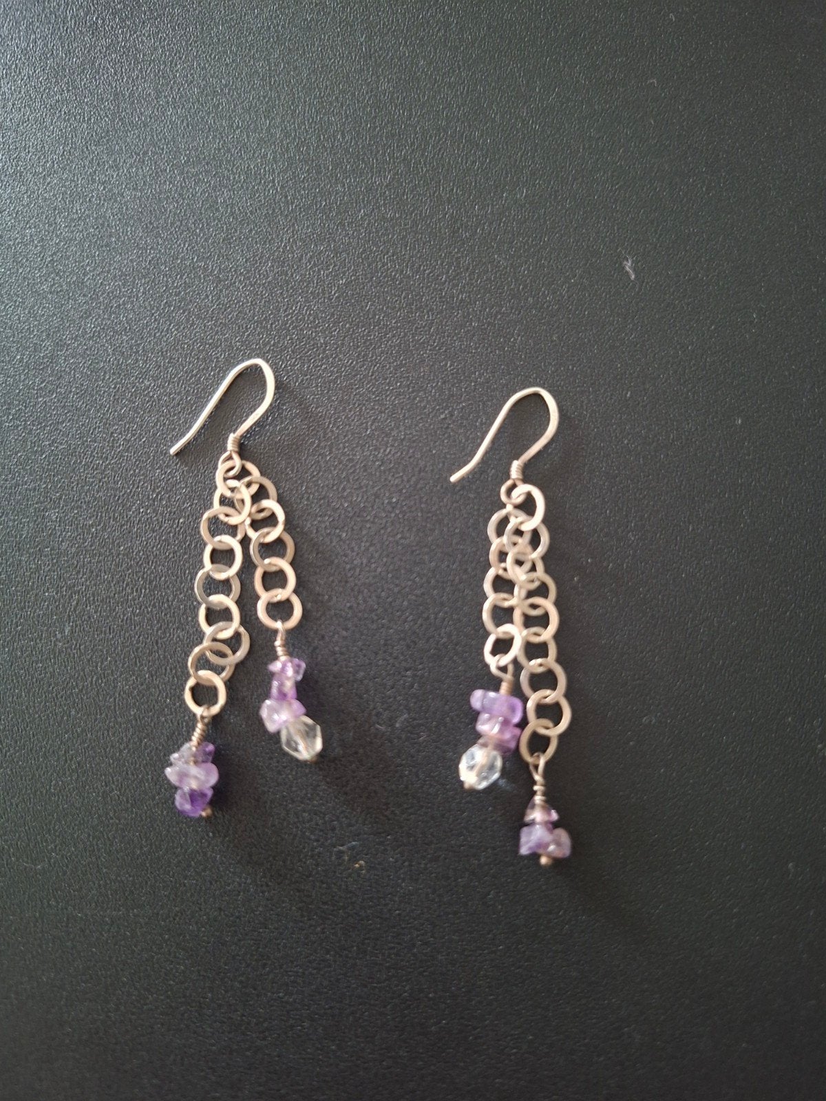 zilveren hangers met paars-witte steentjes, Bijoux, Sacs & Beauté, Comme neuf, Enlèvement, Violet, Argent