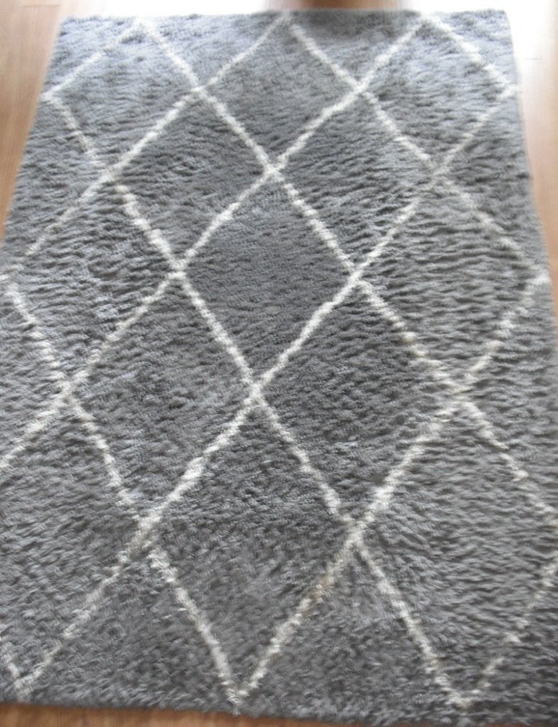 Mooi grijs wit geblokte vloerkleed 232 x 163 cm (hoogpolig), Huis en Inrichting, Stoffering | Tapijten en Vloerkleden, Ophalen