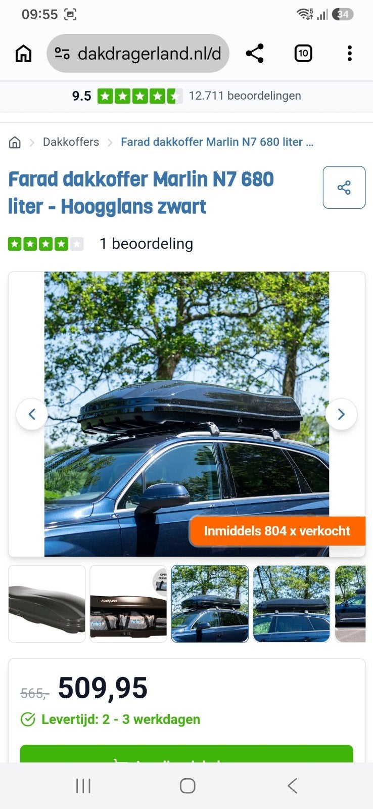 grote dakkoffer farad 680 liter, Auto diversen, Ophalen, Zo goed als nieuw