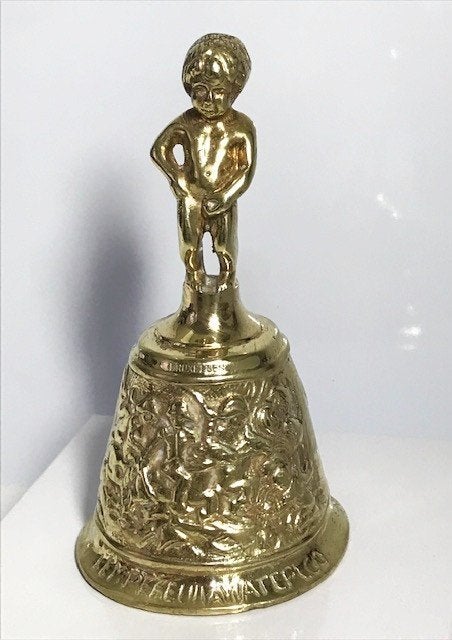 Cloche table vintage rare bronze Manneken Pis Bruxelles✨😎👌, Antiquités & Art, Enlèvement ou Envoi, Bronze