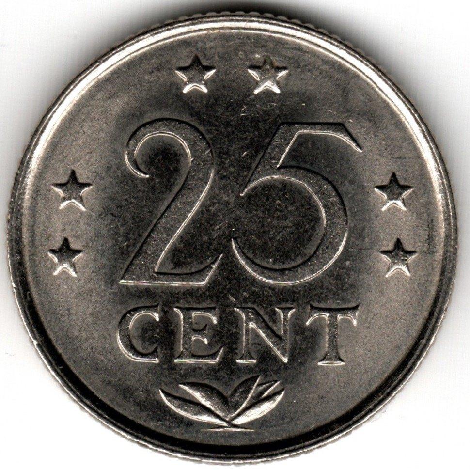 Nederlandse Antillen : 25 Cent 1981 KM#11 Ref 16687, Ophalen of Verzenden, Midden-Amerika, Losse munt