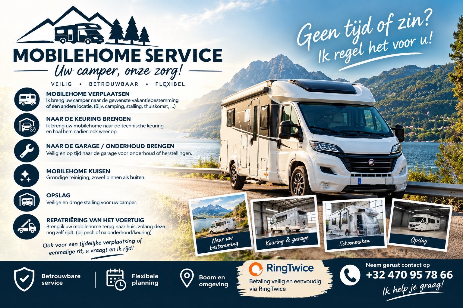 Camper transport, carwash, keuring,…, Services de chauffeur