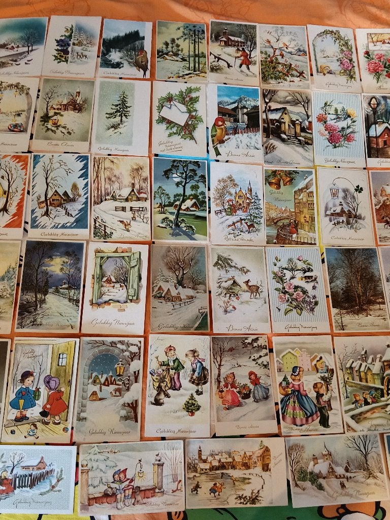Lot van 200 oude nieuwjaarskaarten., Verzamelen, Ophalen of Verzenden, Gelopen, Feest(dag)