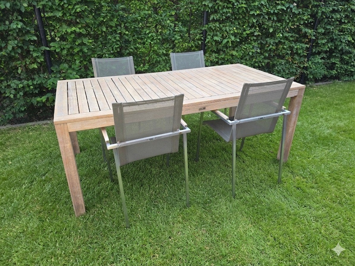 Moderne & stijlvolle tuinset BRISTOL, Ophalen, 4 zitplaatsen, Gebruikt, Teakhout