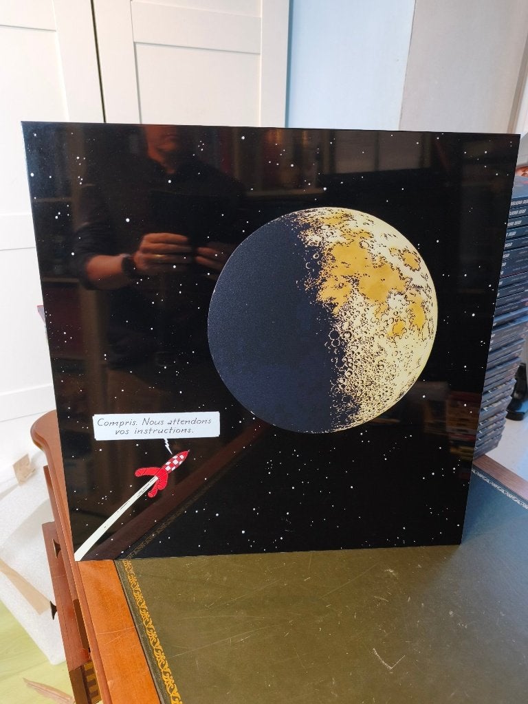 Tintin  50x50 fusée Lune, Verzamelen, Ophalen, Kuifje, Zo goed als nieuw
