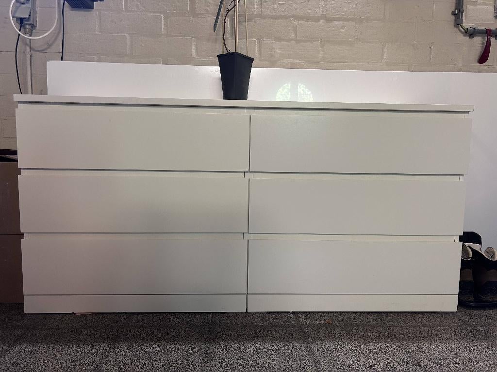 Witte bureaukast / commode met 6 lades, Ophalen, 5 laden of meer, 150 tot 200 cm, Zo goed als nieuw