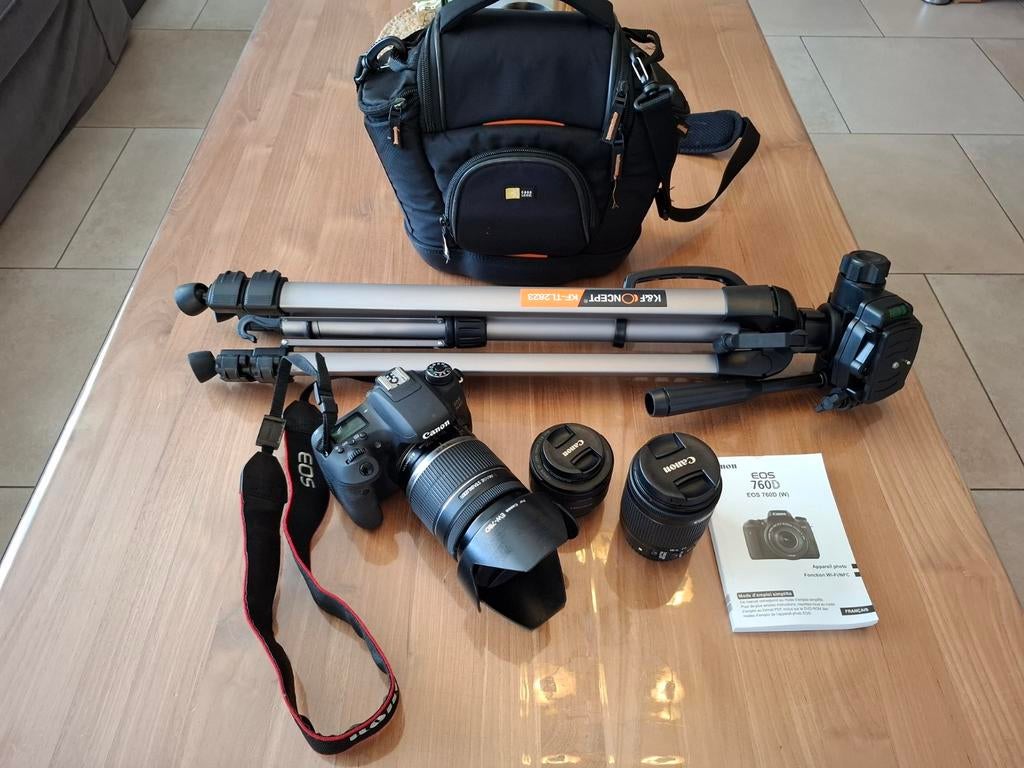 Canon eos 760d + 3objectifs + trépied + sac de transport, Canon