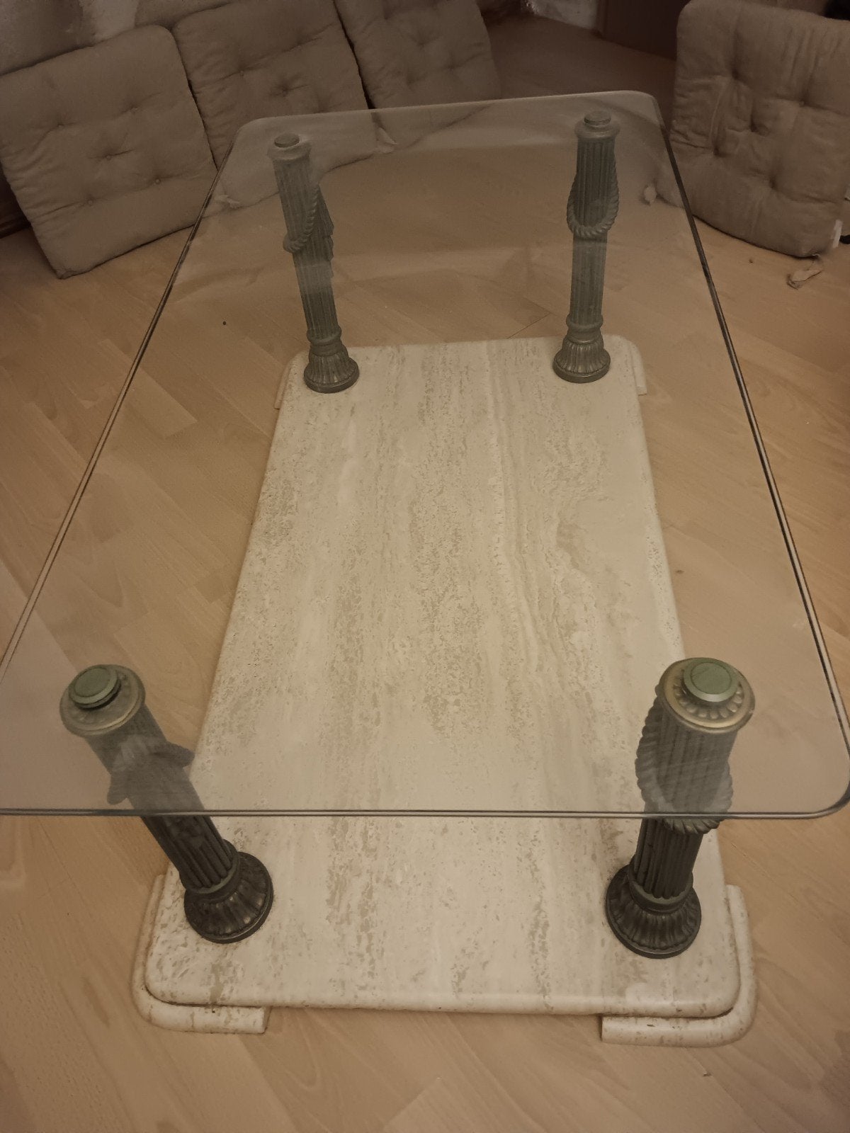 Table basse en marbre et pieds en fer forgé, 100 à 150 cm, Néoclassique / classique italien, Comme neuf, Enlèvement