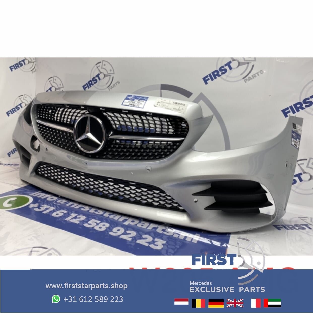 W205 COMPLETE C43 AMG FACELIFT VOORBUMPER ZILVERGRIJS 2020 o, Gebruikt, -, Voor, Ophalen of Verzenden