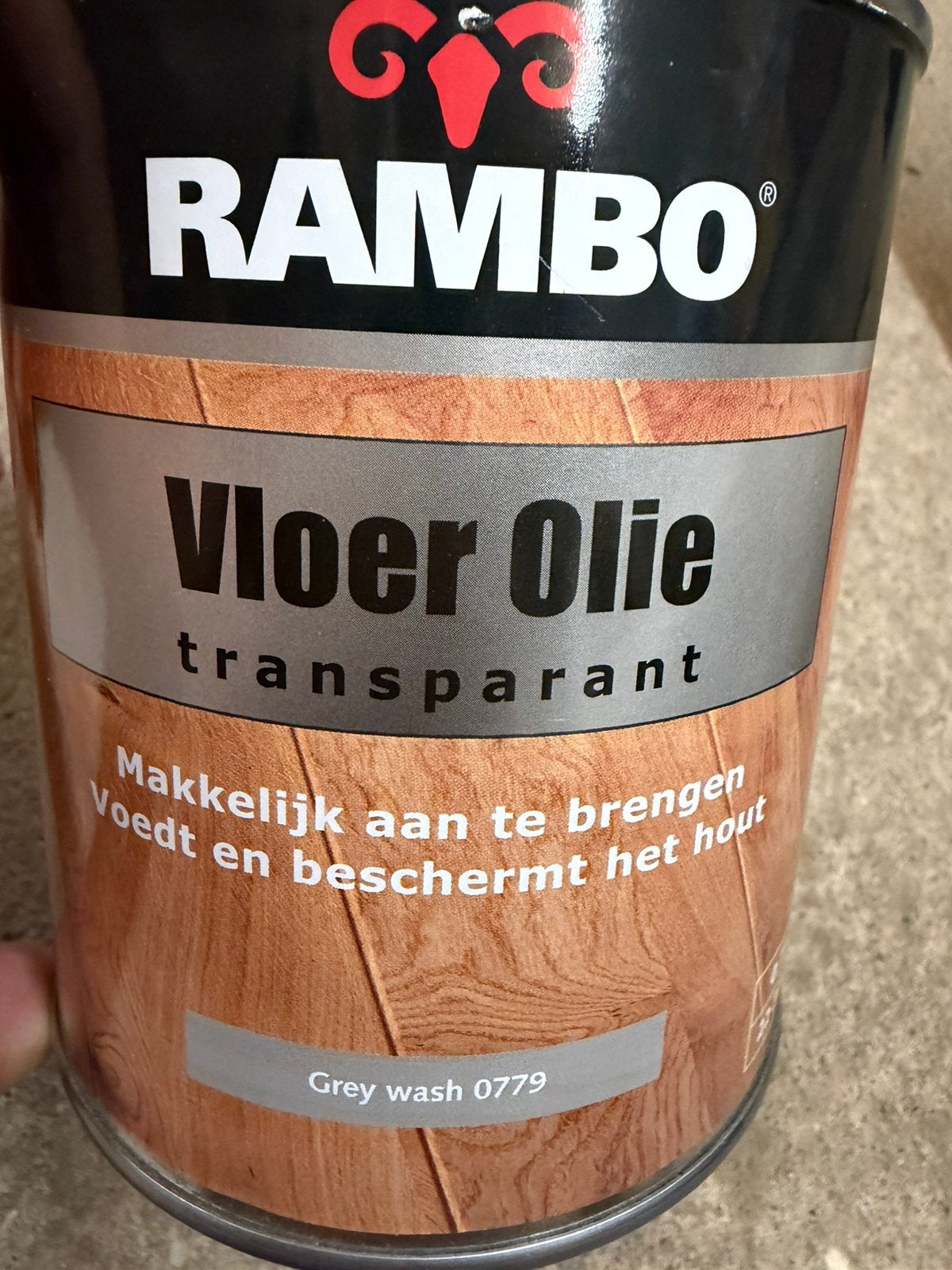 Rambo transparant grijze vloerolie 0,75liter, Ophalen of Verzenden, Nieuw, Hout, Grijs