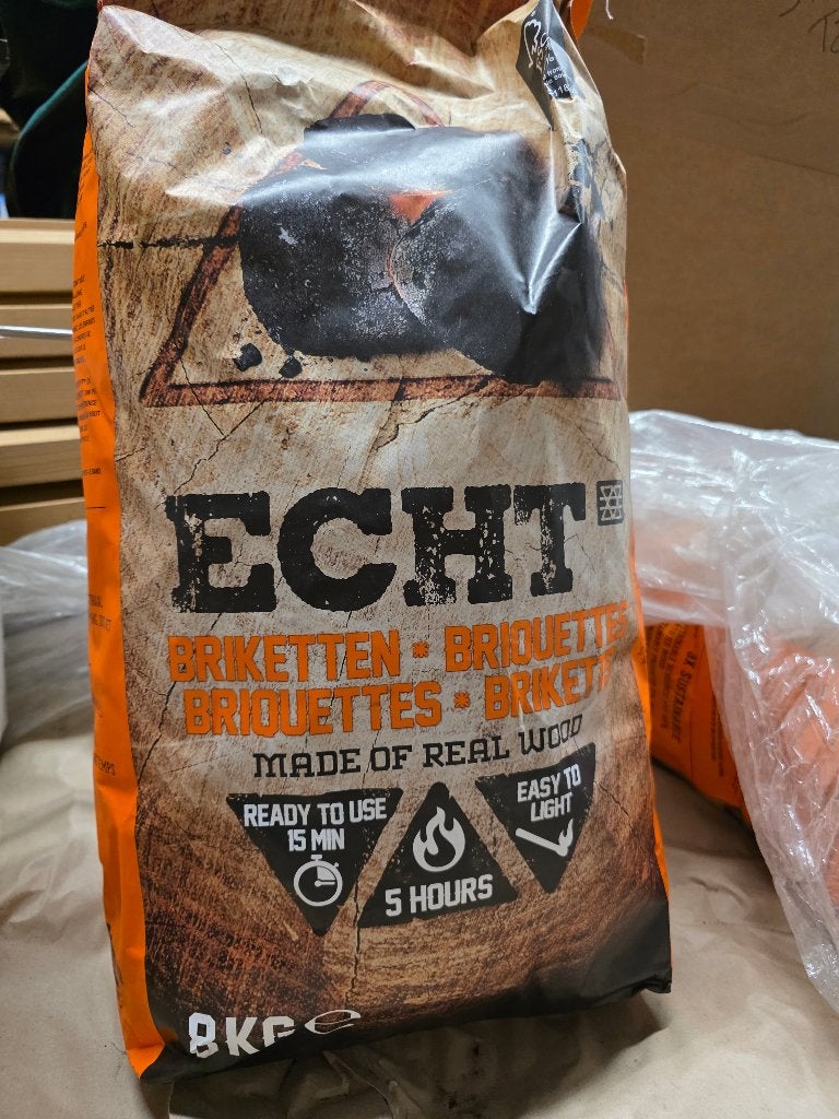 Houtskool ECHT Briketten 8kg, Tuin en Terras, Barbecue-accessoires, Nieuw, Ophalen
