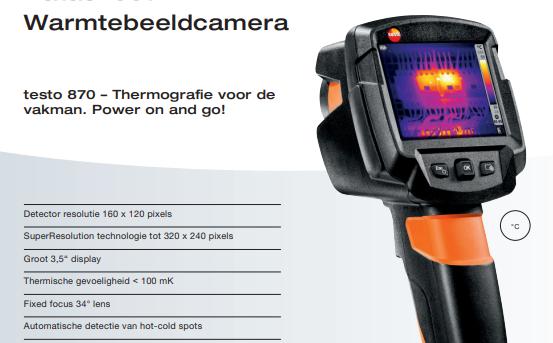 testo 870 warmtecamera te huuur, Ophalen, Zo goed als nieuw, Temperatuur