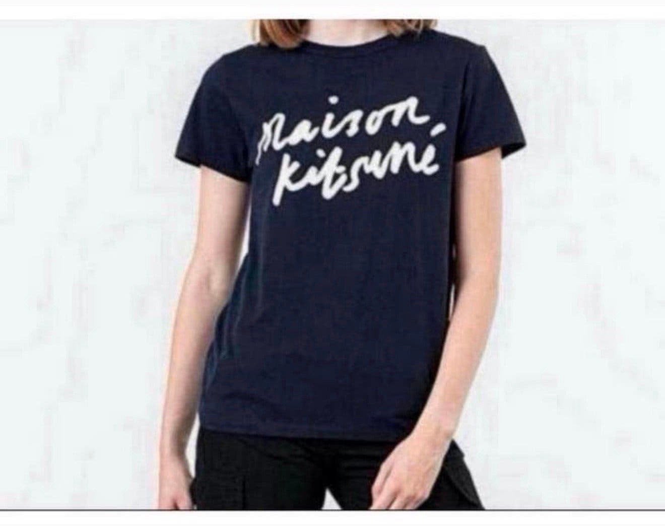 T-SHIRT MAISON KITSUNÉ LOGO TEE - Nieuw tshirt L navy blauw, Blauw, Maat 42/44 (L), Nieuw, Ophalen of Verzenden