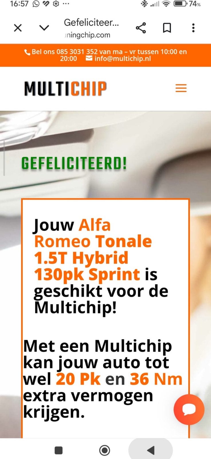 Multichip OBD Chiptuning Alfa Romeo Tonale 1.5T Hybrid 130pk