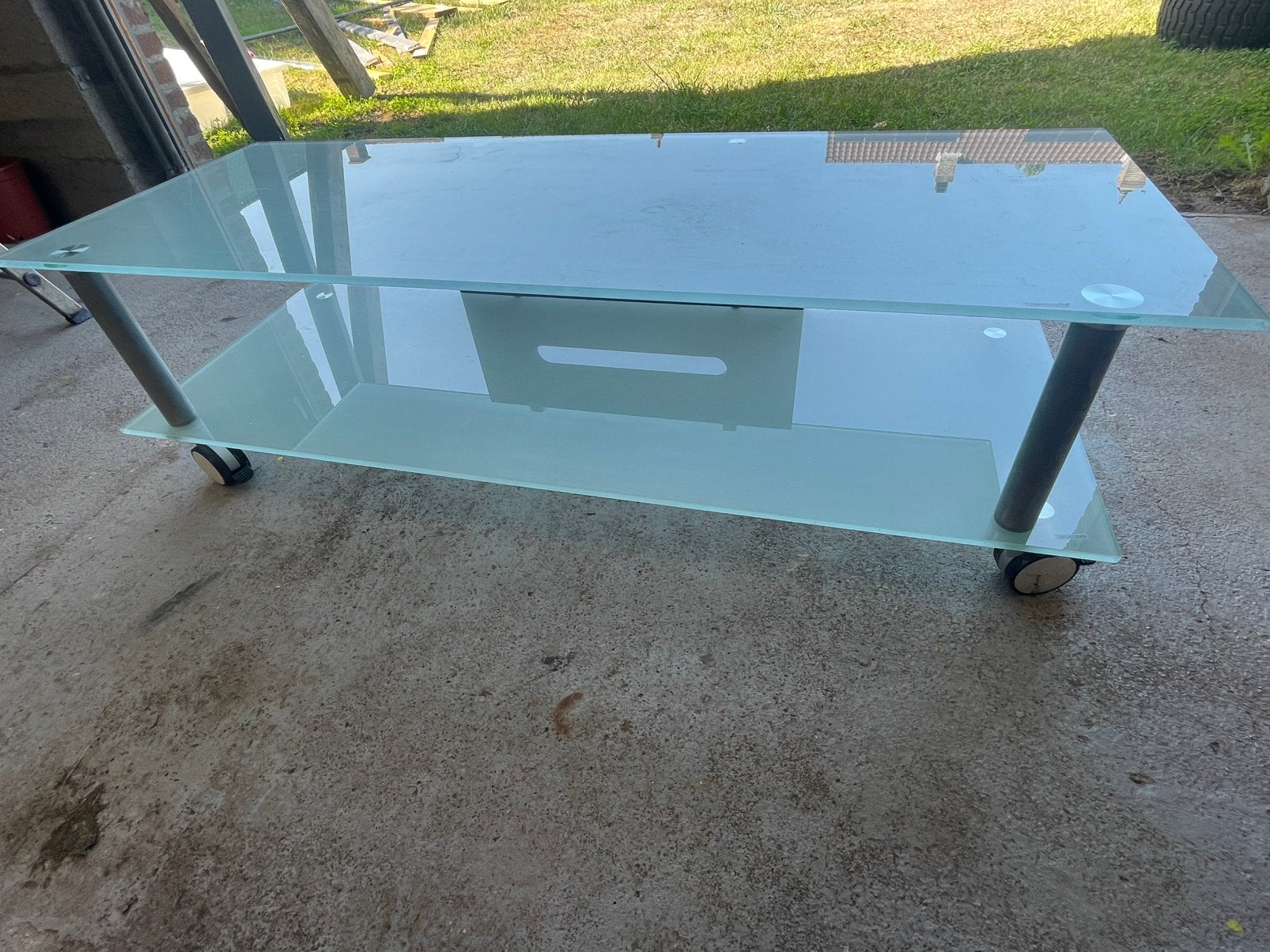 Moderne glazen TV-tafel, Ophalen, Zo goed als nieuw, Glas