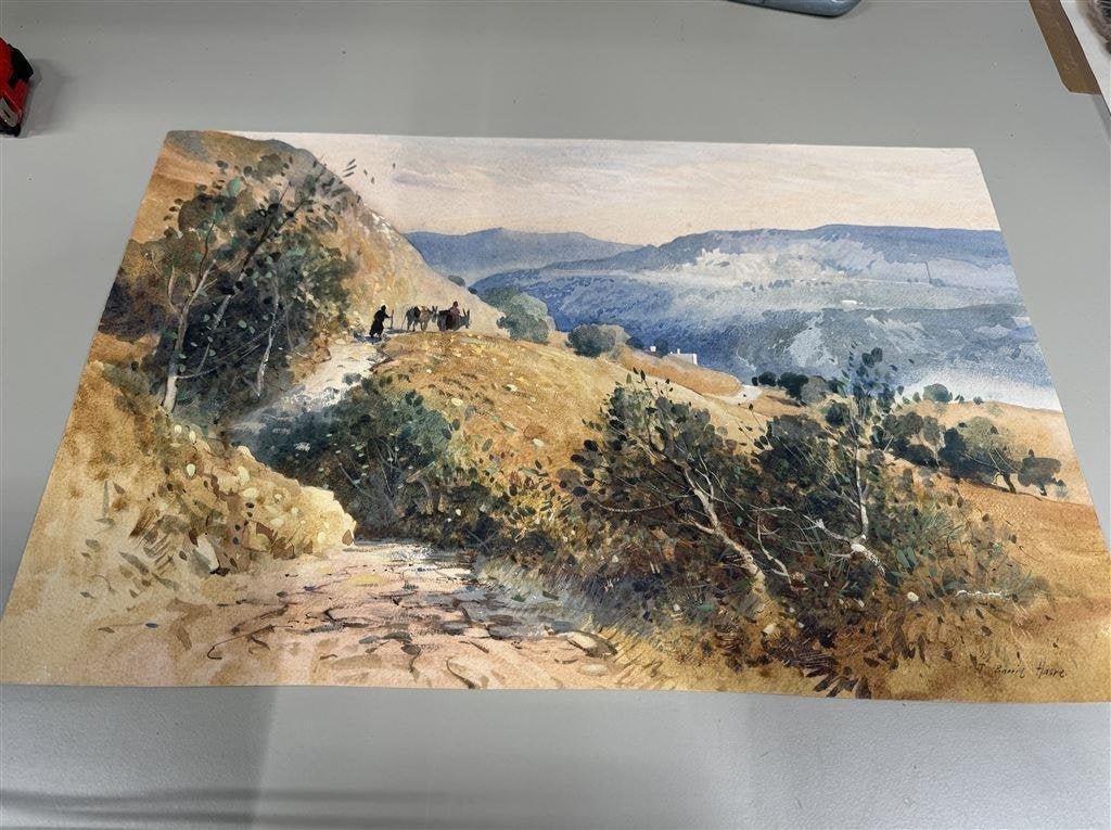 Waterverf schilderij - J barrie Haste - Pastoral Sudan Yorks, Antiek en Kunst, Ophalen of Verzenden