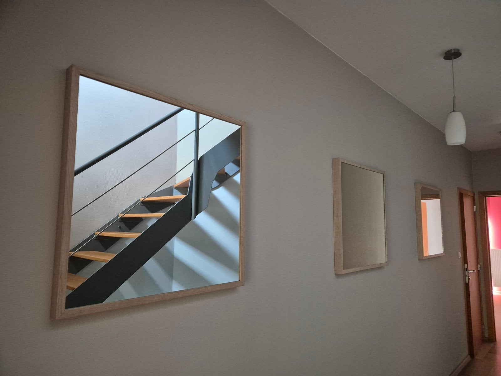 Lot de 3 miroirs IKEA 70x70 cm – cadre bois clair, Enlèvement