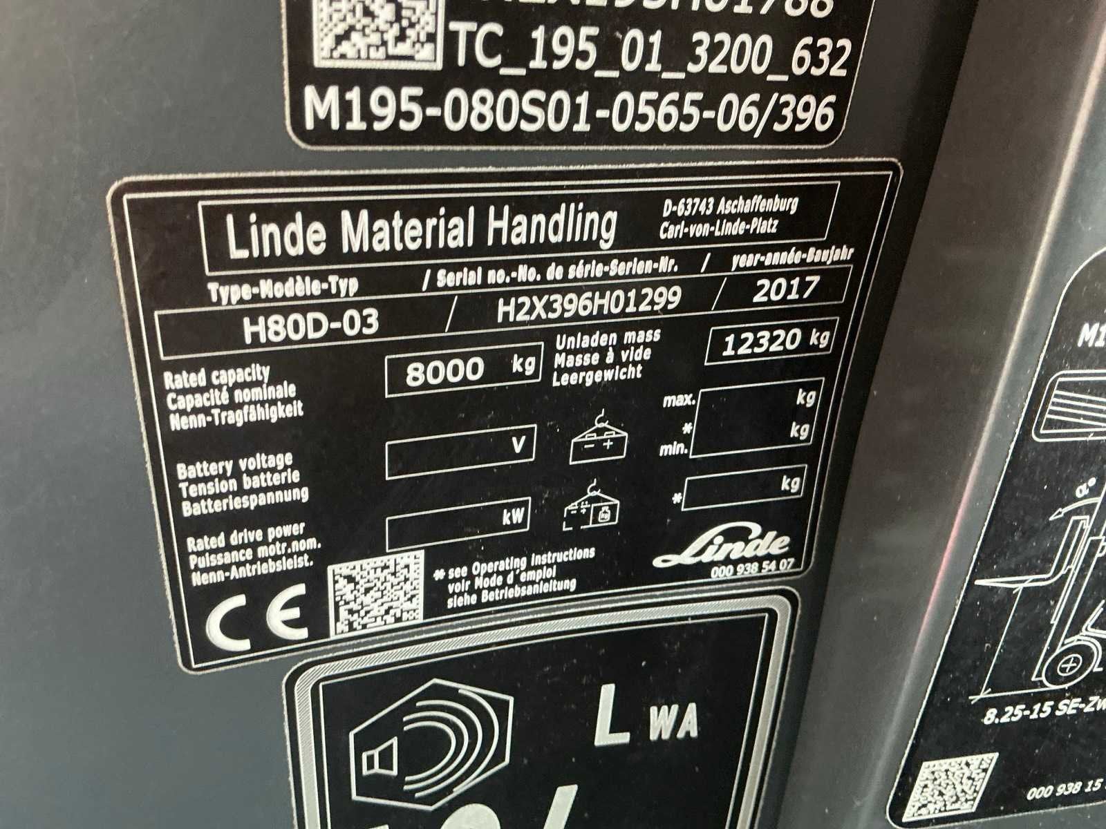 2017 Linde H80D Vorkheftruck, Diesel, Heftruck, Linde