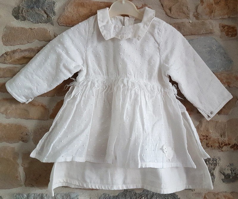 CATIMINI - Jolie robe blanche, moutons - T.12 mois/74cm, Robe ou Jupe, Enlèvement ou Envoi, CATIMINI, Utilisé