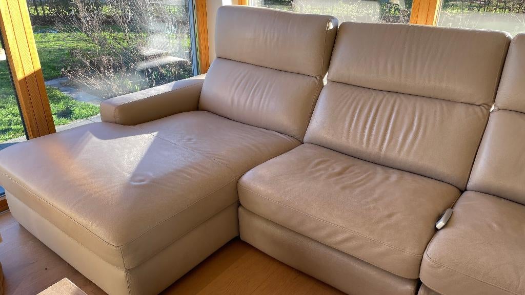 GRATIS Hoekzetel leder, Huis en Inrichting, Ophalen, Gebruikt, Leer