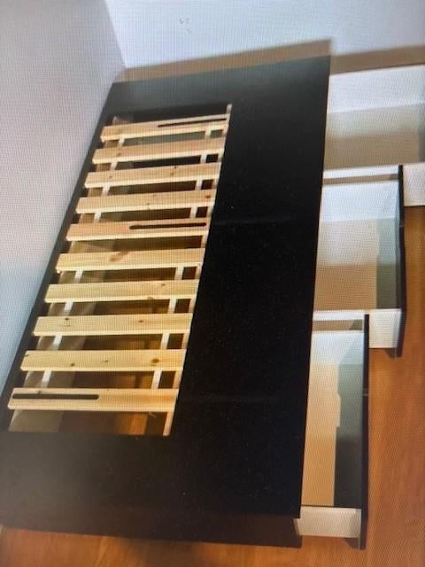 Lit 90x200 noir Nordli (ikea), 90 cm, Enlèvement, 200 cm, Bois