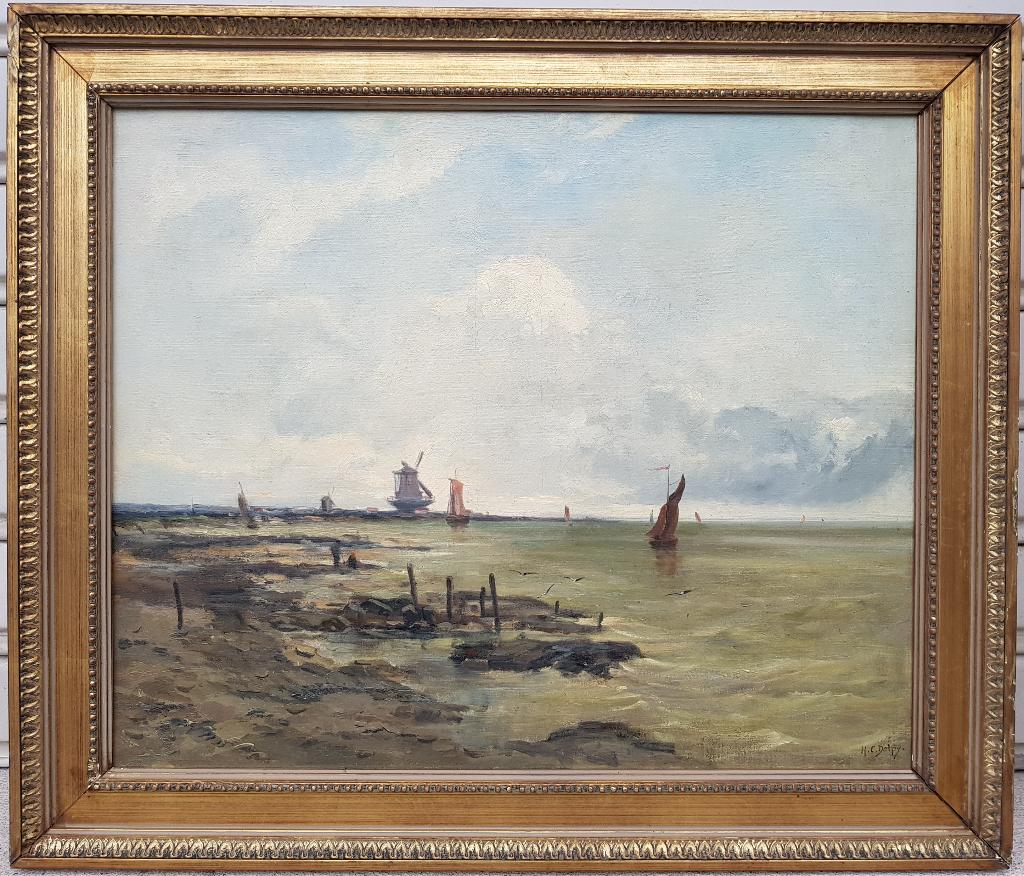 Grand tableau 1870 - DELPY - Voiliers en mer, Envoi