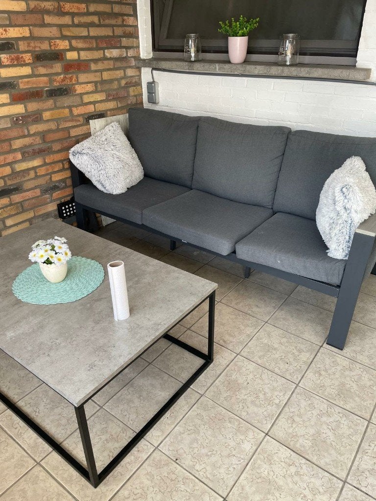 loungeset grijs, Tuin en Terras, Tuinsets en Loungesets, Ophalen, 5 zitplaatsen, Aluminium, Zo goed als nieuw