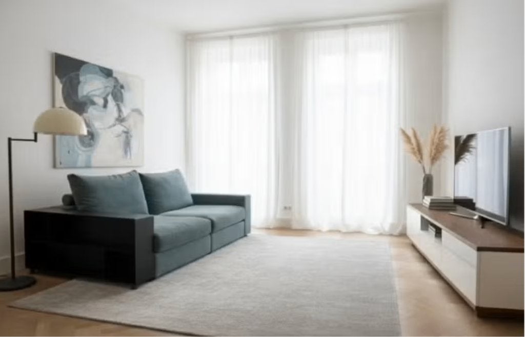 Flexform Groundpiece Sofa – Blauwgrijs Fluweel, Enlèvement, Utilisé, Tissus