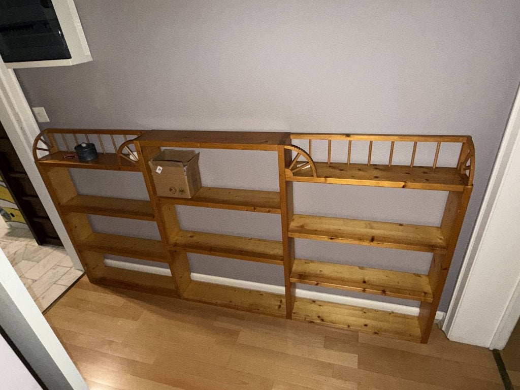 Grote boekenkast voor aan de muur in dennenhout 200 cm, Ophalen, Overige materialen, Gebruikt, 100 tot 150 cm