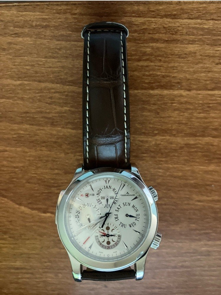 JLC Master Grand Réveil Perpetual Calendar Alarm – Topstaat, Handtassen en Accessoires, Horloges | Heren, Zo goed als nieuw, Polshorloge