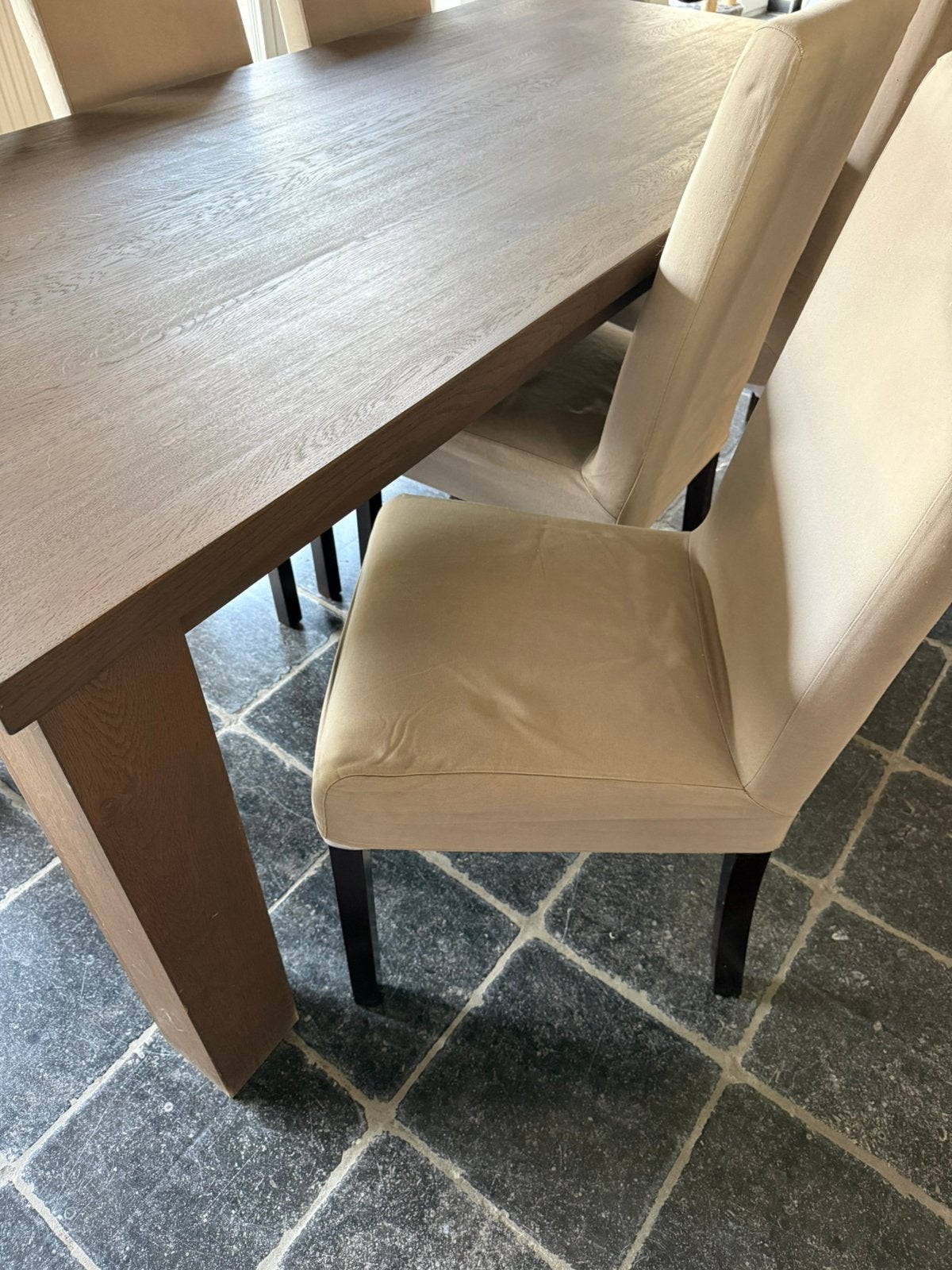 Table à manger en bois robuste avec 6 chaises, Enlèvement, Comme neuf