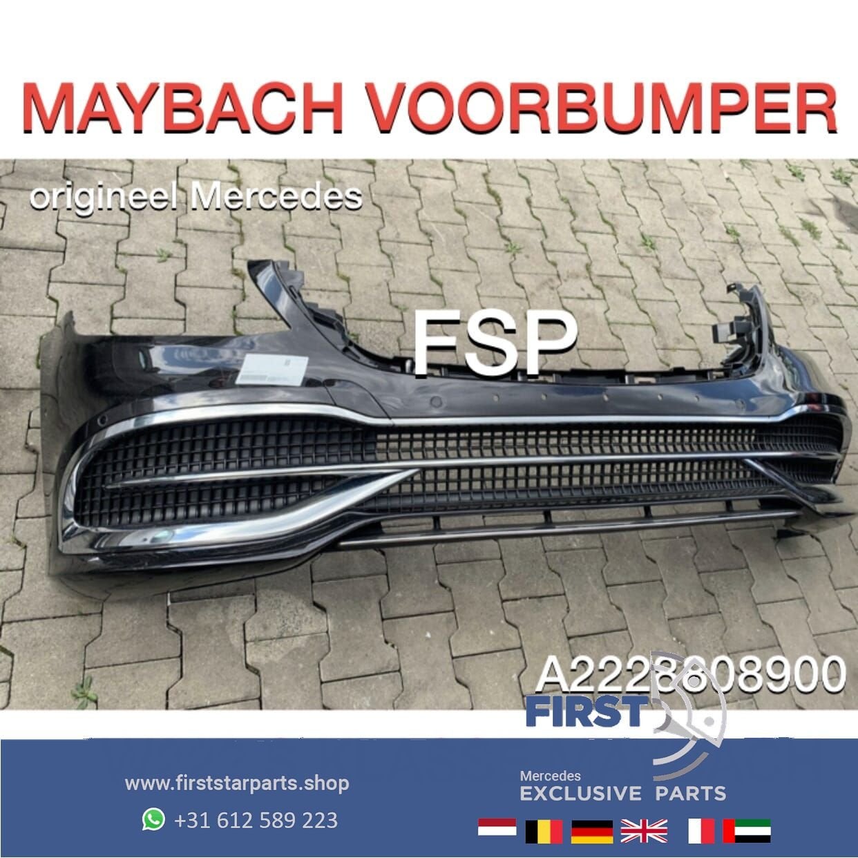 W222 S63 MAYBACH VOORBUMPER COMPLEET ZWART S KLASSE originee, Utilisé, -, Avant, -