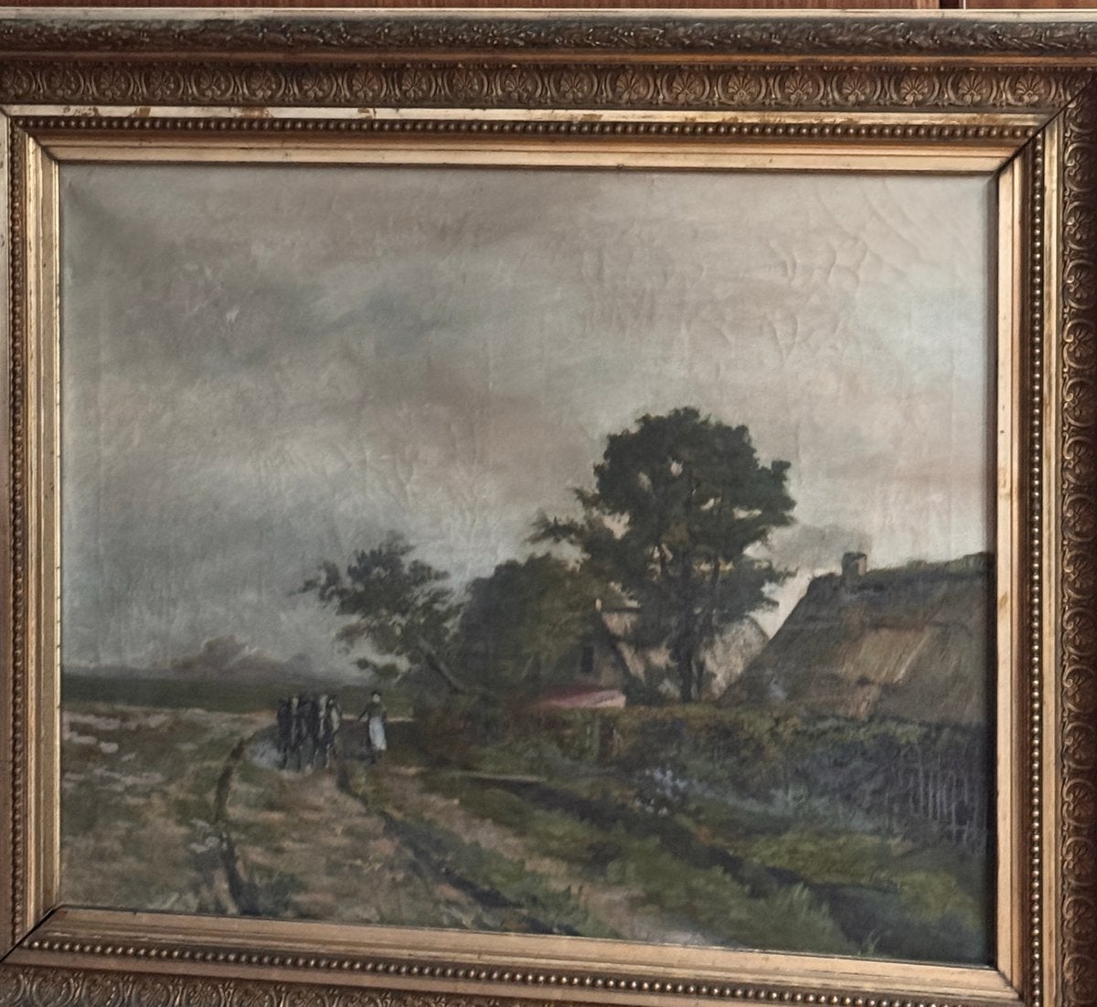 J. Julien Calluy schilderij landweg 19de eeuw, Enlèvement, Toile