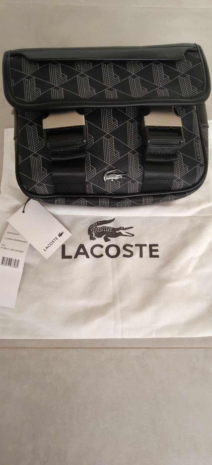 Sac A bandoulière Noir Lacoste Messenger, Autres marques, Cuir, Enlèvement ou Envoi, Comme neuf