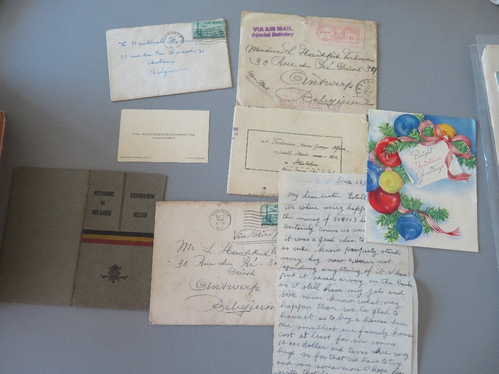 1940,s lot doc. Special delivery airmail USA Hautekeete Leon, Timbres & Monnaies, Lettres & Enveloppes | Étranger, Enlèvement ou Envoi