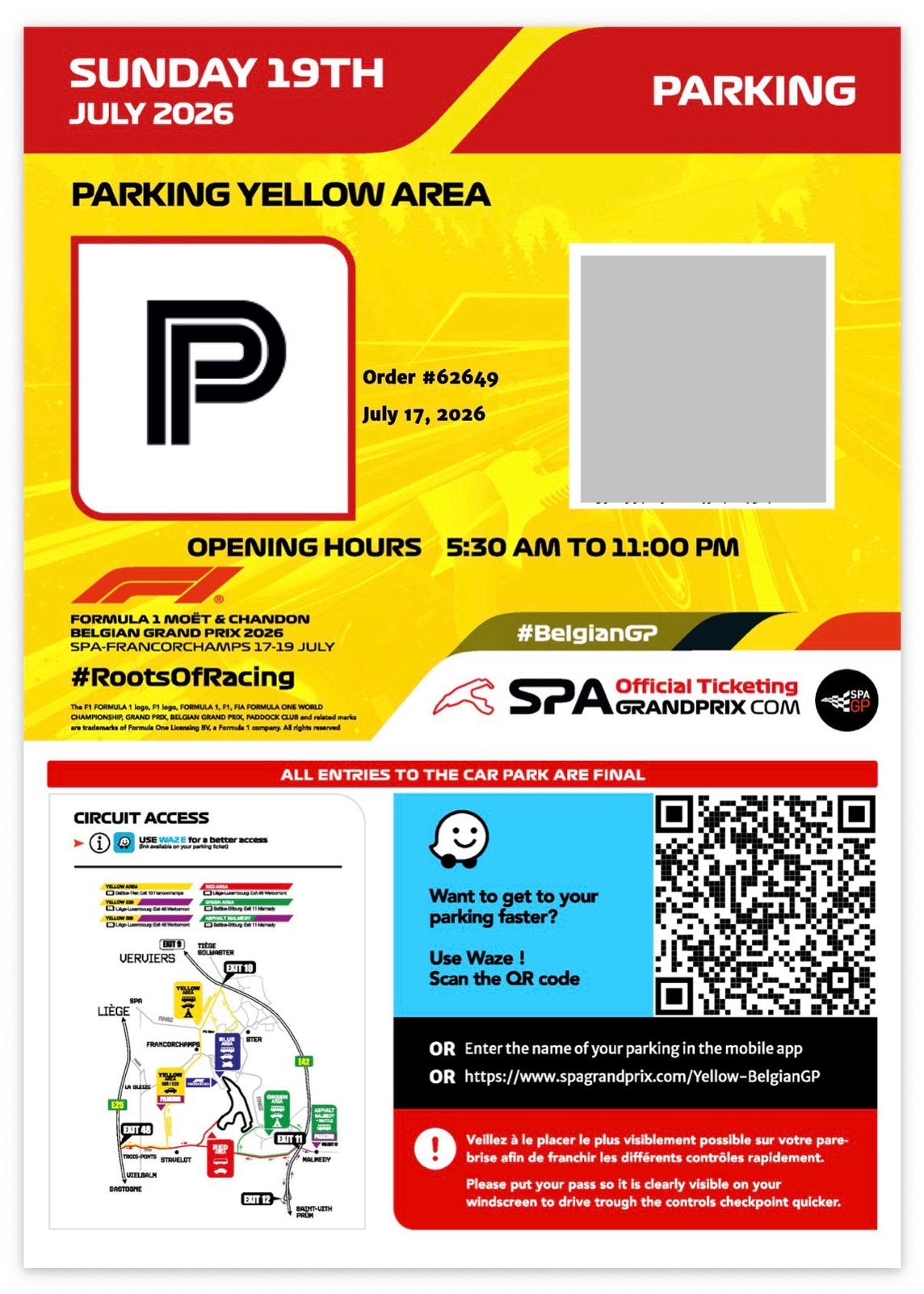Parking dimanche f1 spa yellow, Sport en Fitness, Ophalen of Verzenden, Zo goed als nieuw