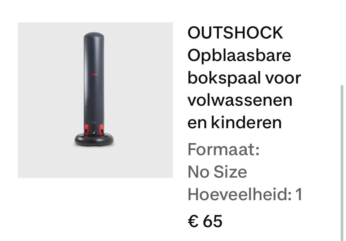 Opblaasbare bokspaal, Sport en Fitness, Boksen, Ophalen, Gebruikt