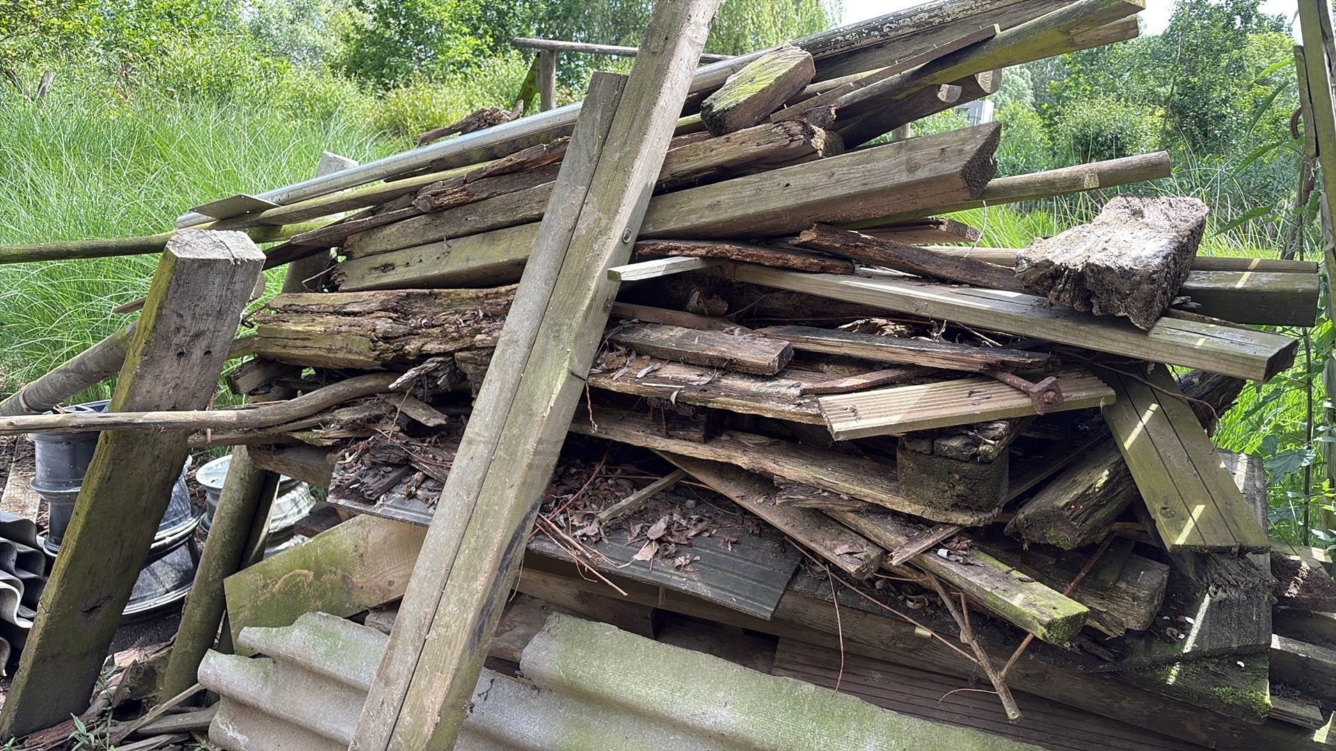 Oude balkskes, planken en hout, Tuin en Terras, Brandhout, Ophalen