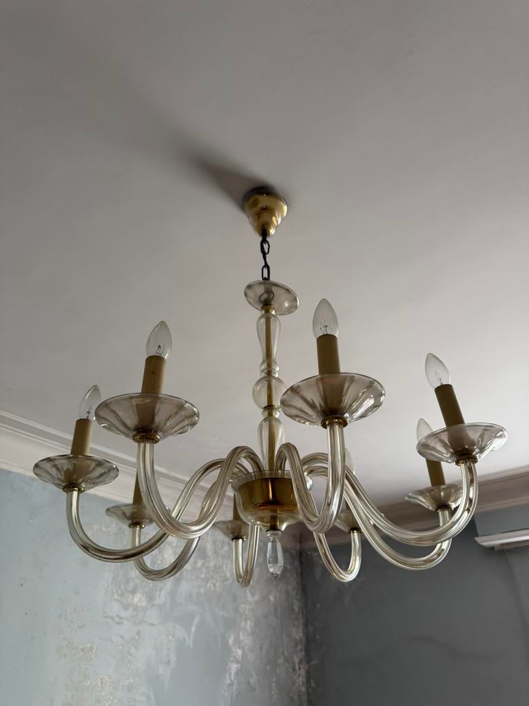 Superbe lustre en verre soufflé – 8 bras – Murano