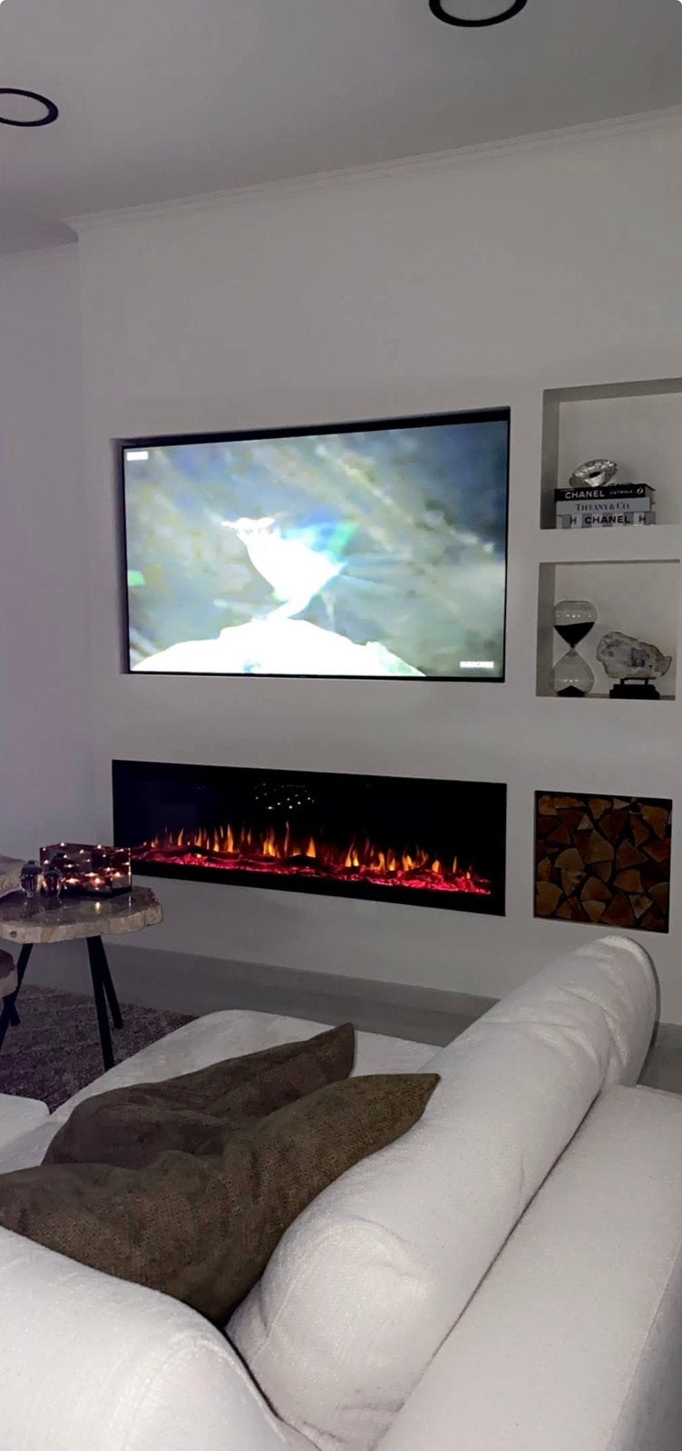 Mountain Flame elektrische sfeerhaard – 152 cm, Huis en Inrichting, Haarden, Ophalen, Inzethaard, Elektrische haard
