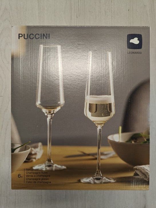 Puccini 6 nieuwe champagneglazen, Musique & Instruments, Enlèvement, Neuf