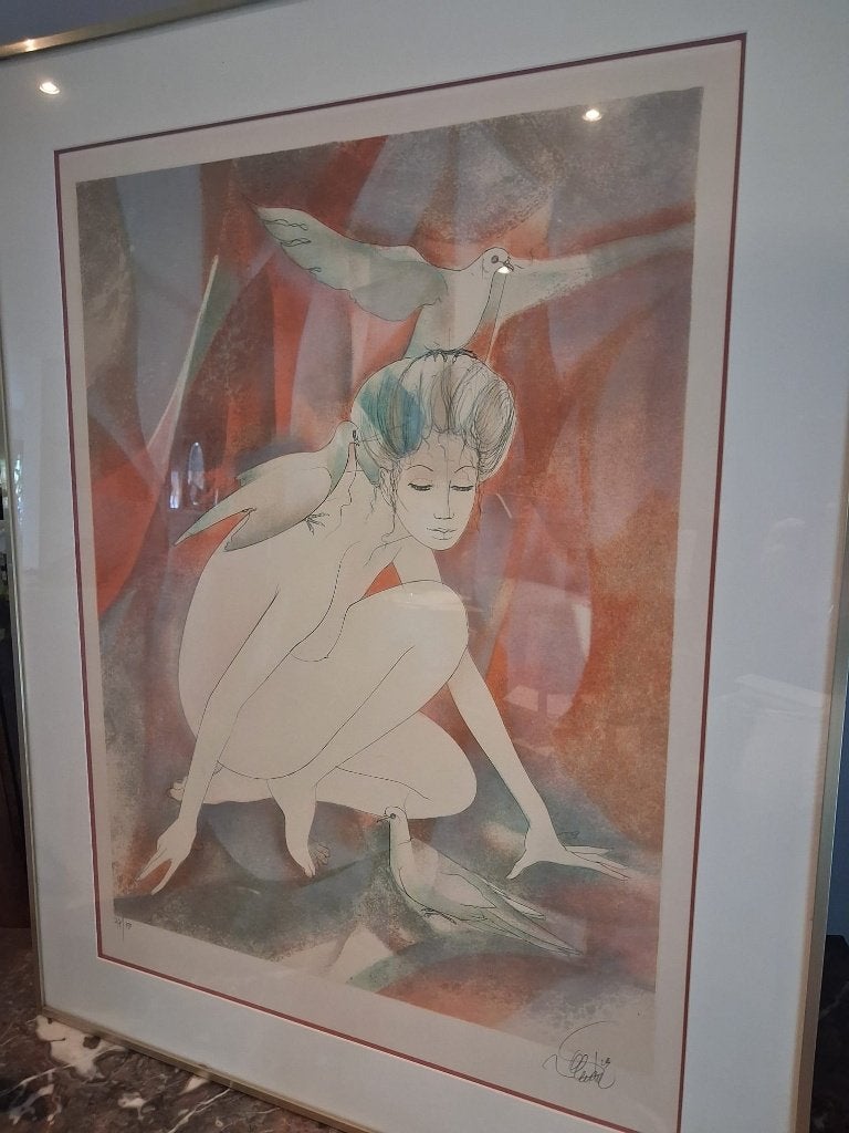 Litho Jean Baptiste Valadié, Antiek en Kunst, Gelimiteerde oplage, Ophalen, Personages en Fantasiefiguren, Lithografie