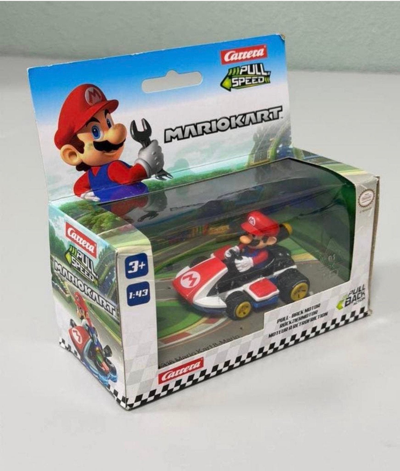 Carrera Mario Kart Pull Back Mario 1:43  voiture Nintendo, Enlèvement ou Envoi, Neuf