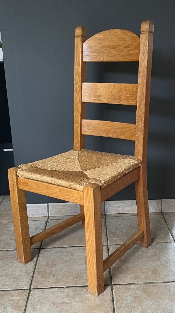 6 chaises en chêne et pieds de table en chêne, Antiquités & Art, Enlèvement