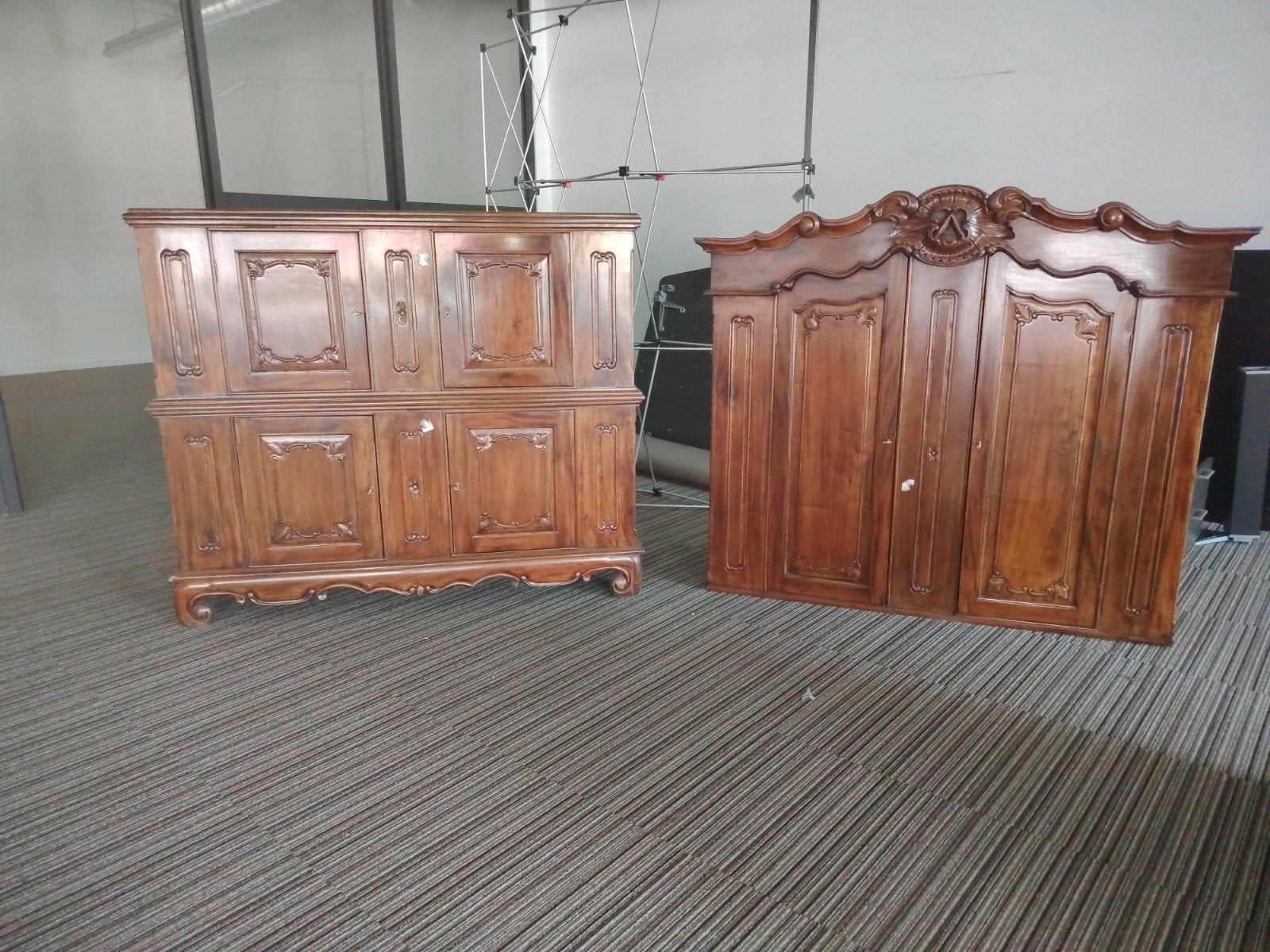 Grote massief eiken vintage kasten – Louis XV stijl, Antiek en Kunst, Antiek | Meubels | Bedden, Ophalen